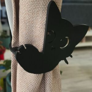 Paire d’embrasses de rideaux Chat noir