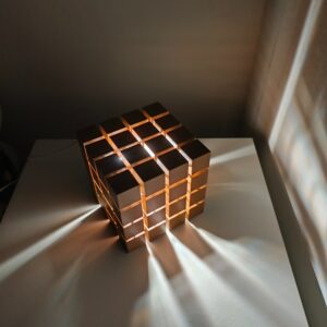 Lampe Cube Graphique Marron
