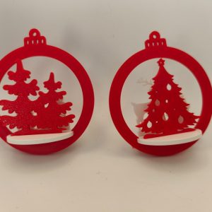 Lot de 2 boules de Noël rouges et blanches