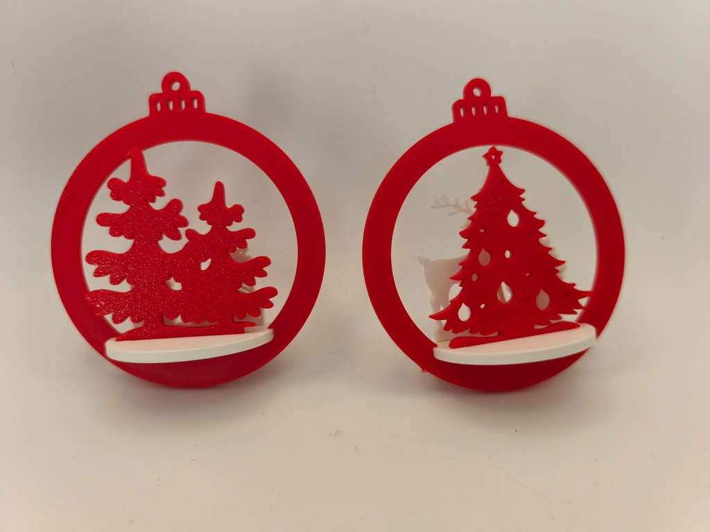 Lot de 2 boules de Noël rouges et blanches
