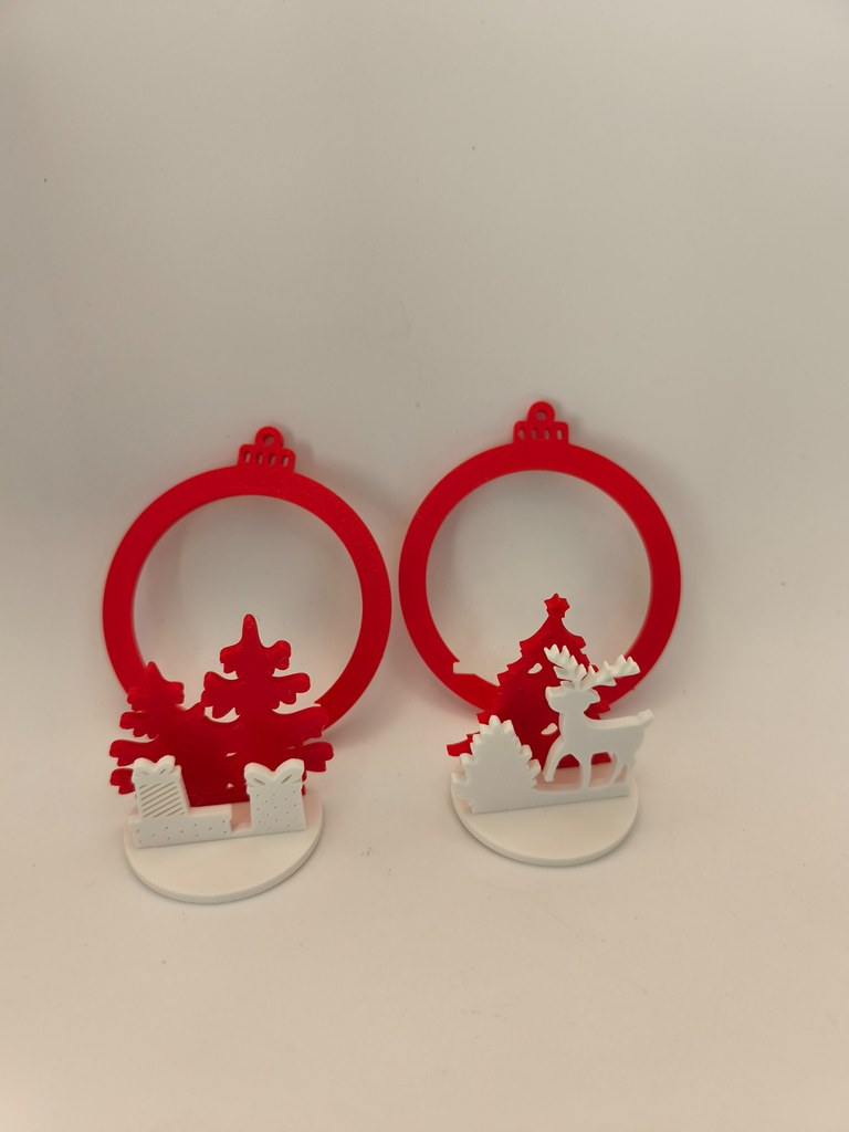 Lot de 2 boules de Noël rouges et blanches – Image 3