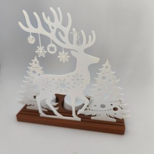 Photophore cerf et sapins de Noël