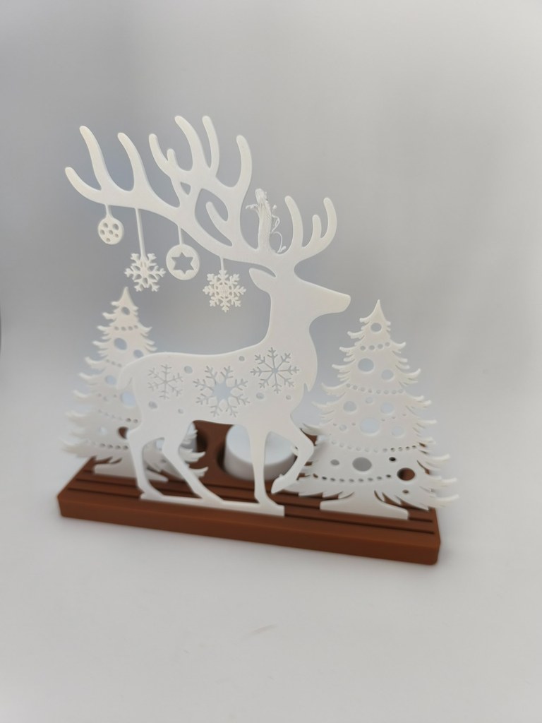 Photophore cerf et sapins de Noël