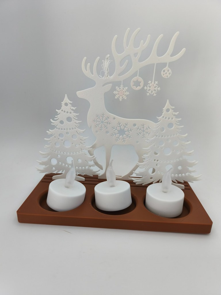 Photophore cerf et sapins de Noël – Image 3