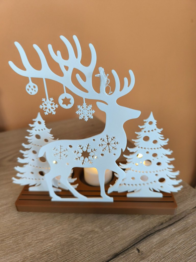 Photophore cerf et sapins de Noël – Image 2