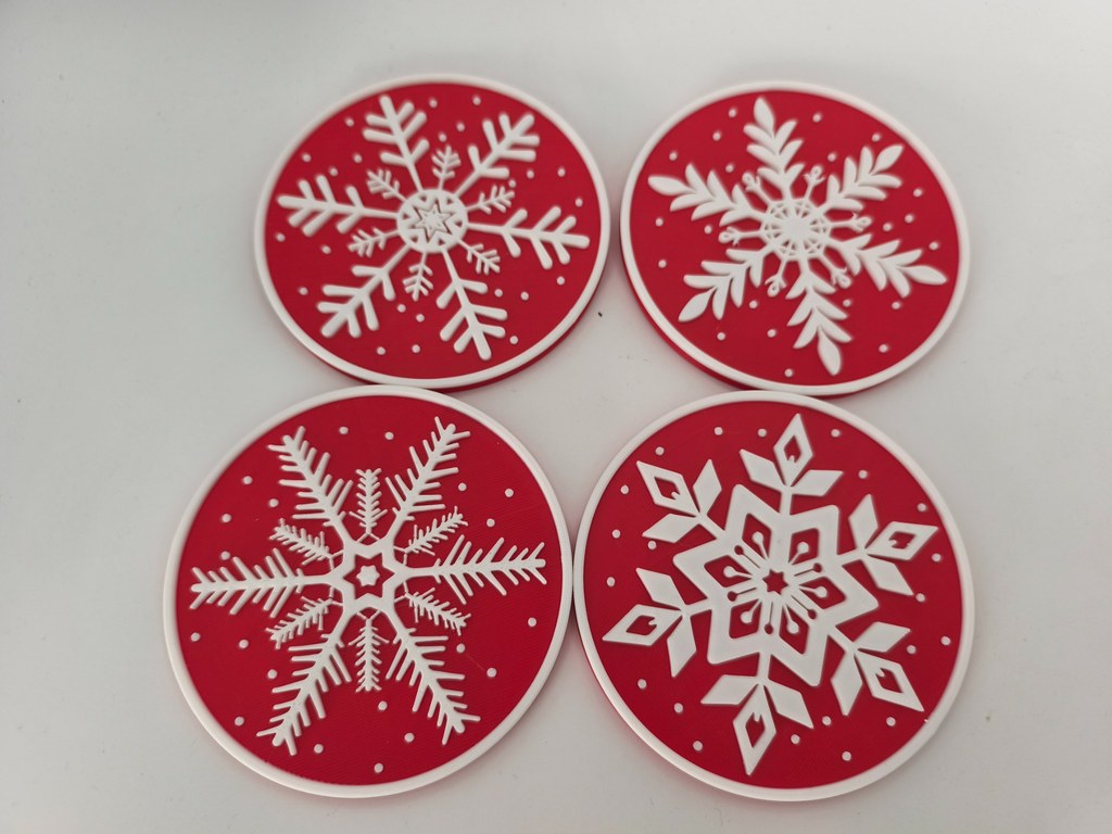 Lot de 4 sous-verres Noël flocon